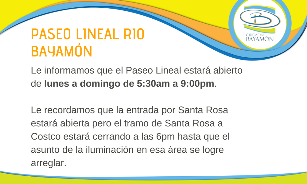 Aviso sobre Paseo Lineal