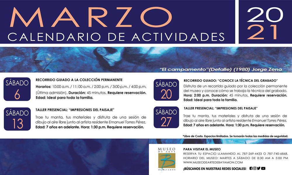 Calendario de Actividades del MAB para el mes de Marzo 