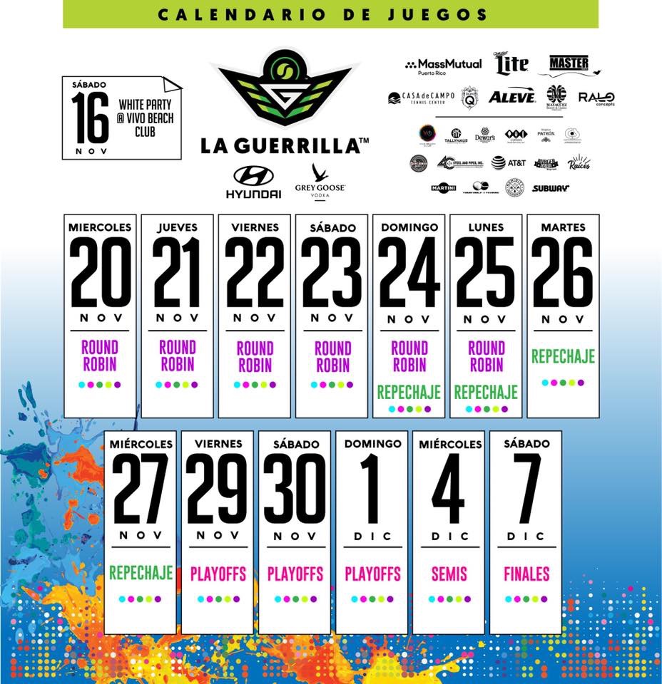 Calendario de La Guerrilla del Tennis