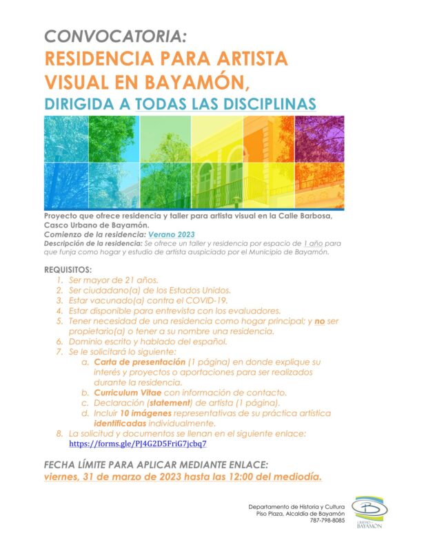 Convocatoria: Residencia para Artista Visual en Bayamón