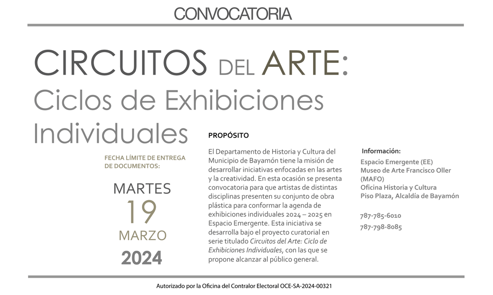 CONVOCATORIA: Circuitos del Arte - Ciclos de Exhibiciones Individuales