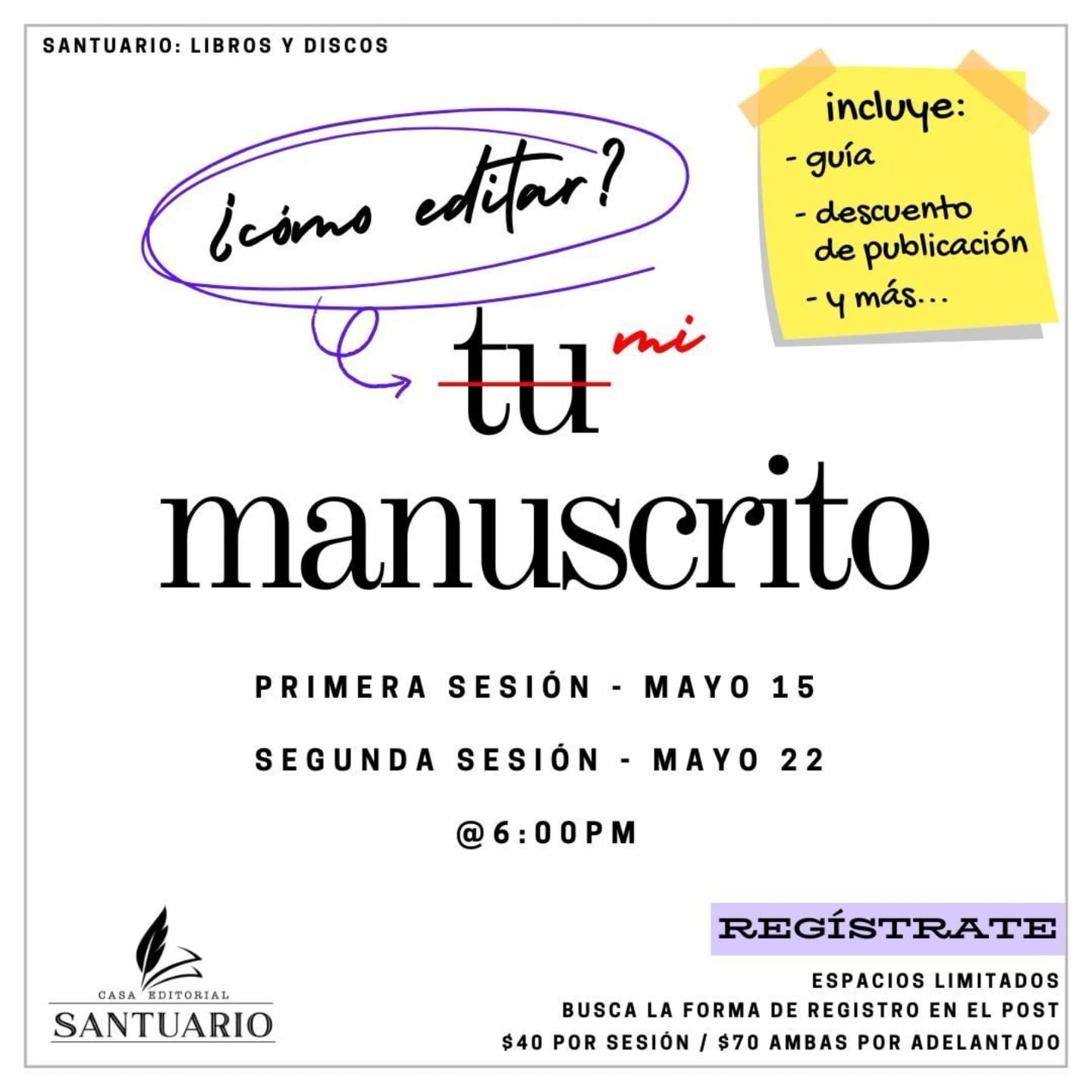 evento Santuario Libros y Discos como editar tu manuscrito