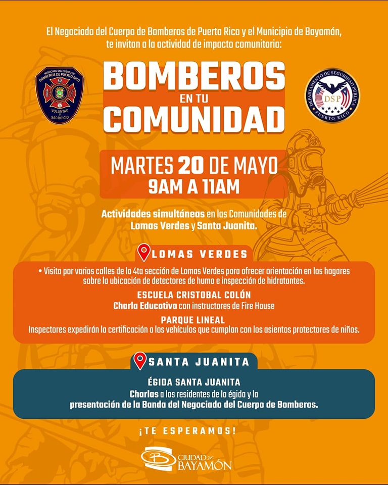 bomberos en tu comunidad flyer