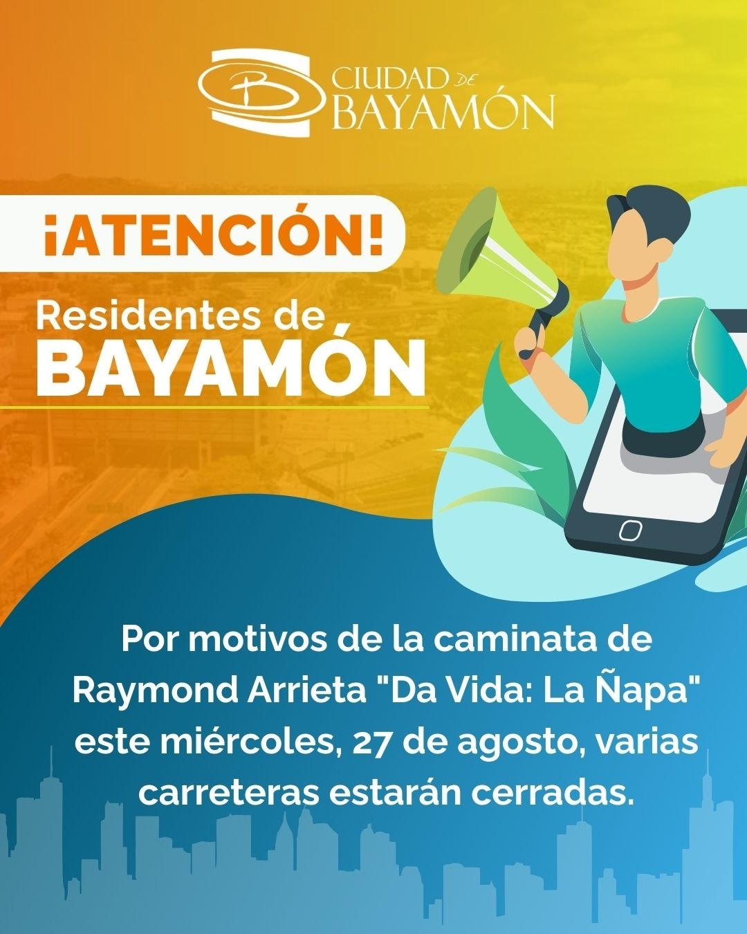 anuncio carreteras cerradas por caminata
