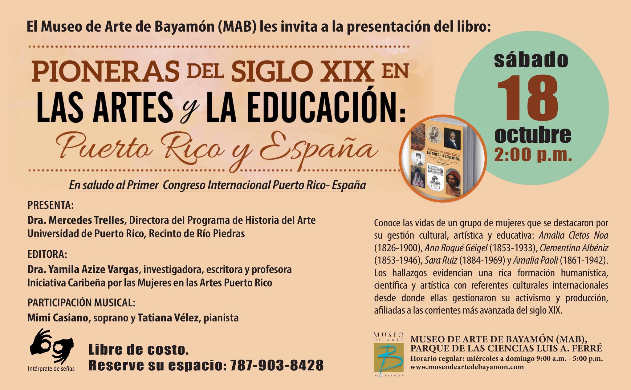 Presentación del libro Pioneras del siglo XIX en las Artes y la Educación: Puerto Rico y España en saludo al Primer Congreso Internacional Puerto Rico-España