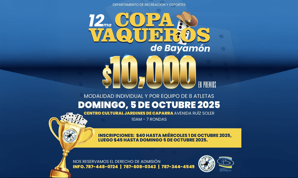 Llega la Copa Vaqueros de Bayamón el Domingo, 5 de octubre en el Centro Cultural Jardines de Caparra