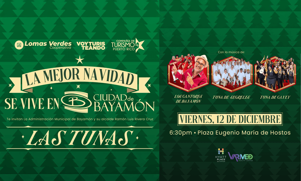 Este viernes, 12, disfruta de nuestra tradicional Noche de Tunas con la participación de Los Cantores de Bayamón, la Tuna de Segreles y la Tuna de Cayey