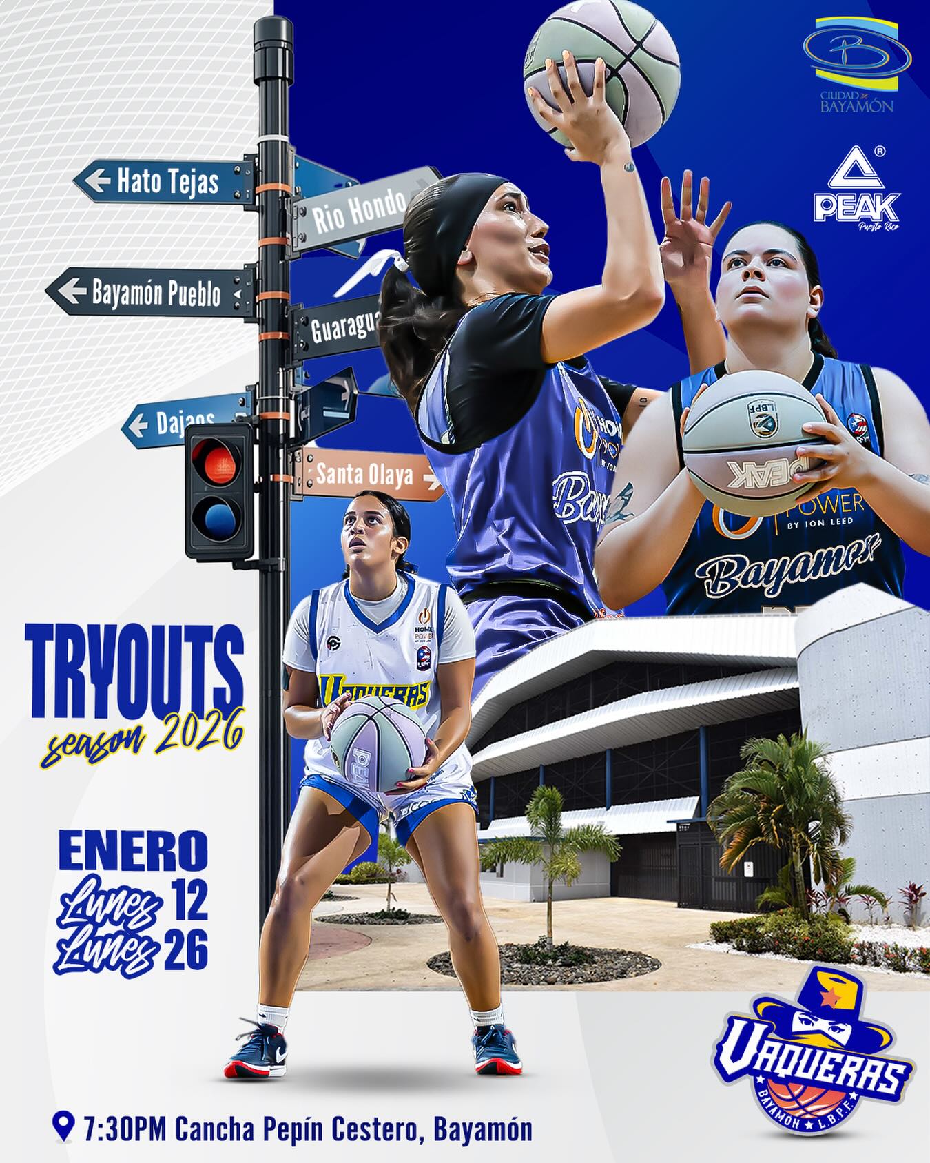 flyer tryouts vaqueras baloncesto