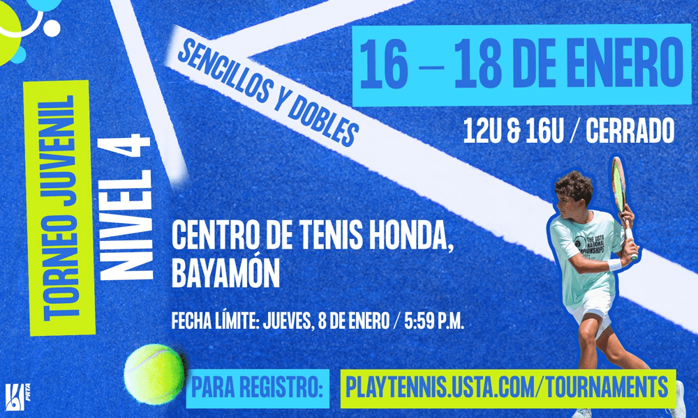 Torneo Juvenil Nivel 4 el 16–18 de enero en el Centro de Tenis Honda