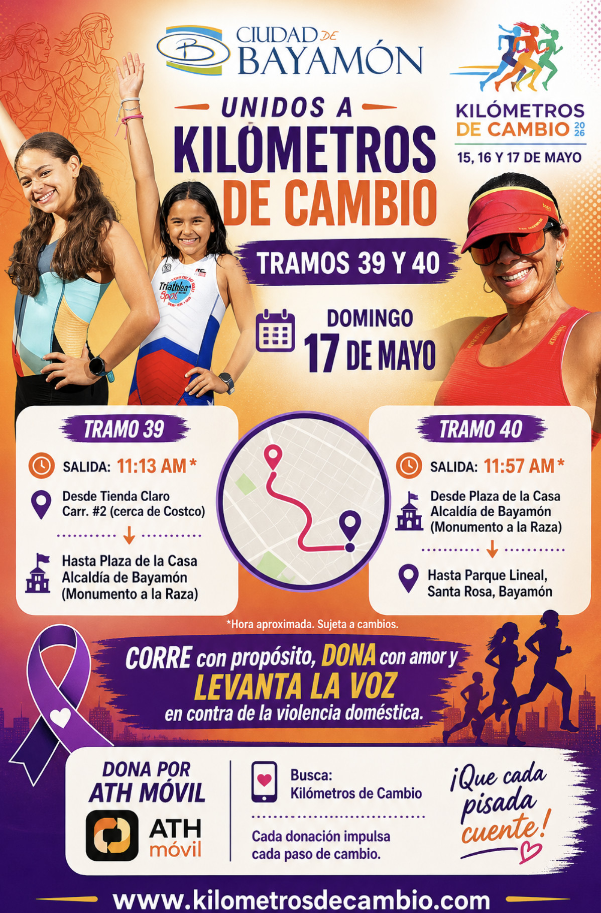 Corre con propósito, dona con amor y levanta la voz kilometros de cambio