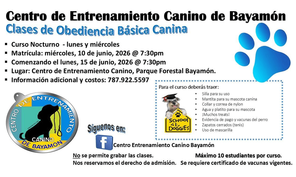 Matricula Abierta de Entrenamiento Canino el 10 de junio de 2026