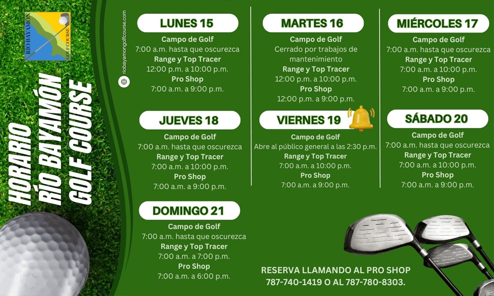 Horarios RBGC para la semana del 15 de junio
