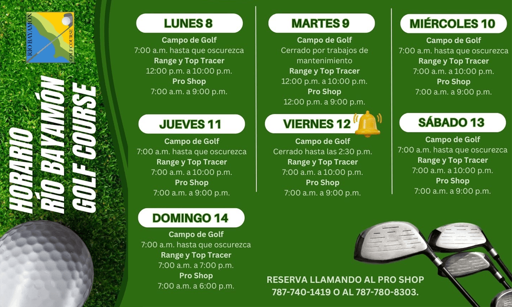 Horarios RBGC para la semana del 8 de junio