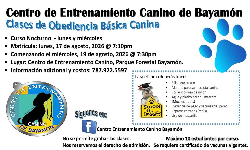Matricula Abierta para el Centro de Entrenamiento Canino