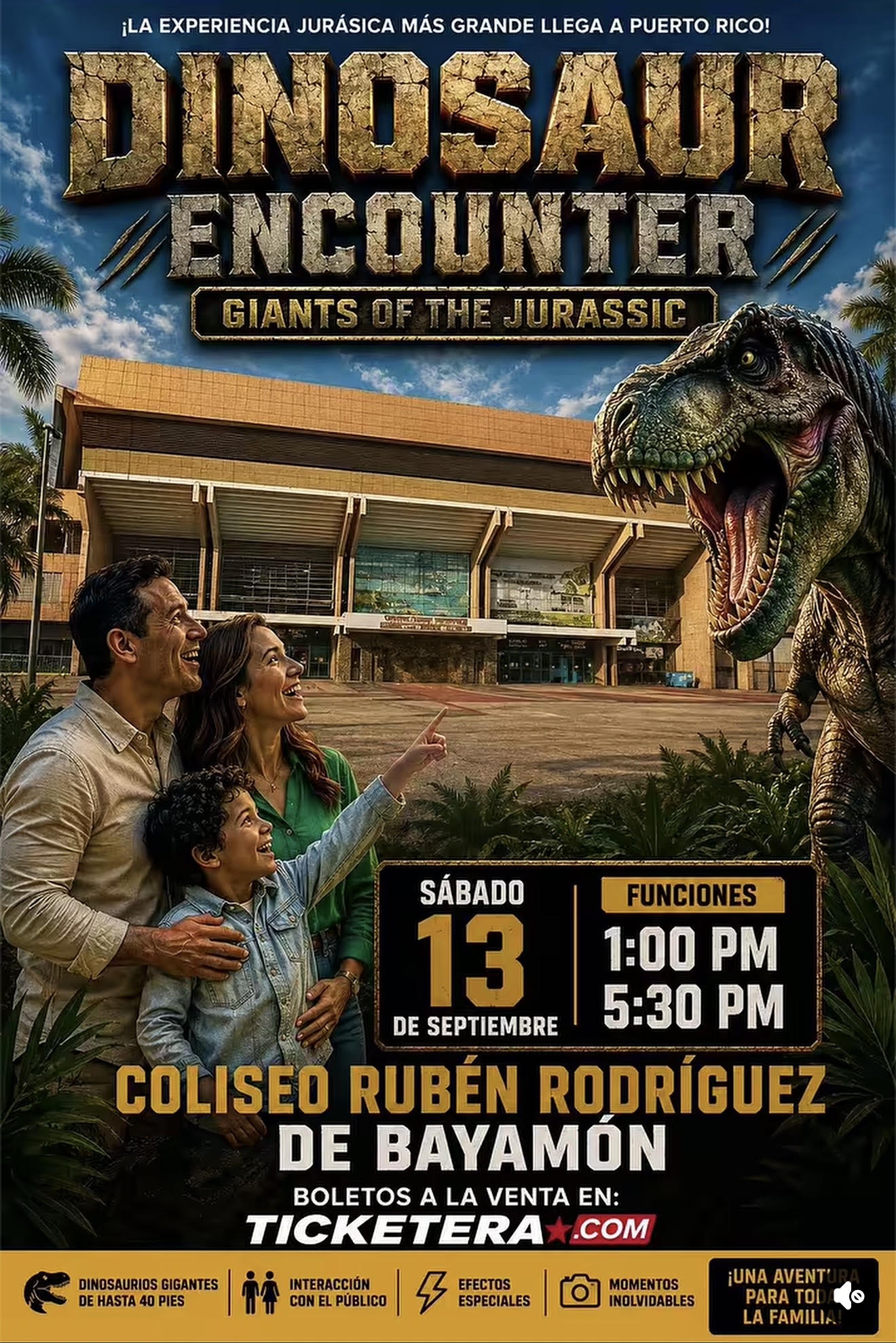 evento de dinosaurios en Coliseo Ruben Rodriguez