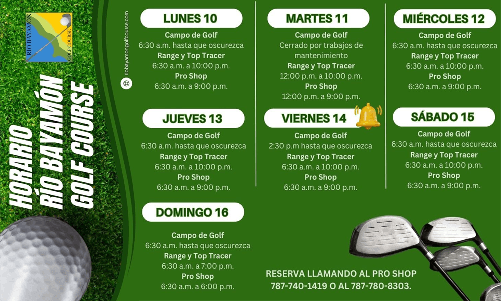 Horarios de RBGC para la semana del 10 de agosto de 2026