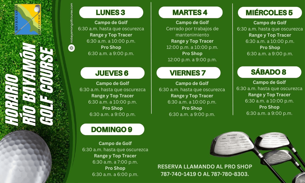 Horarios de RBGC para la semana del 3 de agosto de 2026