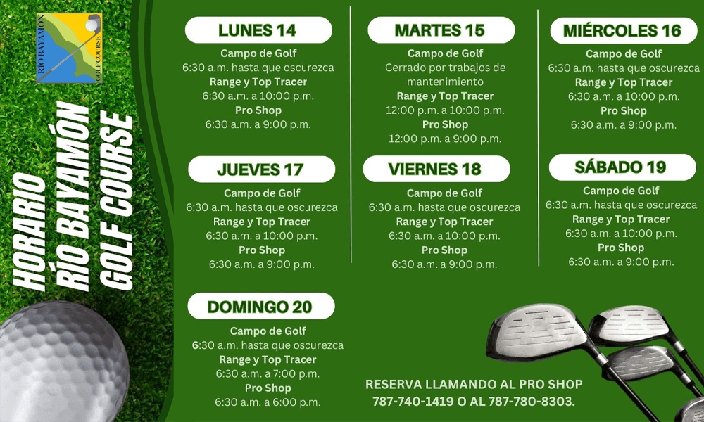 Horario del RBGC para la semana del 14 de septiembre de 2026