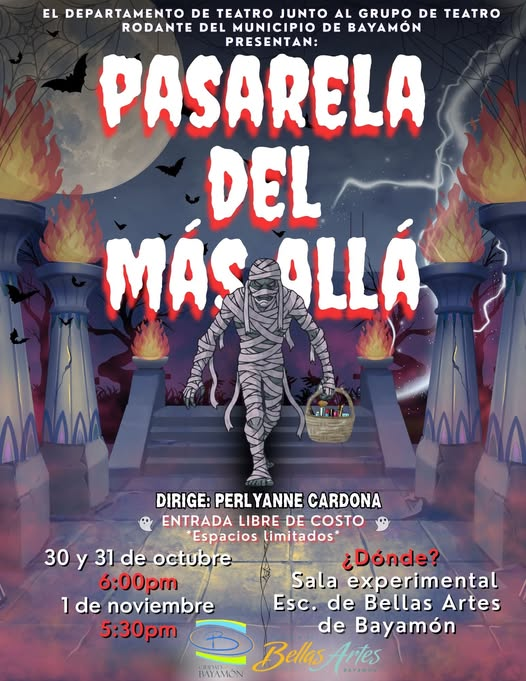 Pasarela del mas allá enla Sala experimental de la Escuela de Bellas Artes de Bayamón